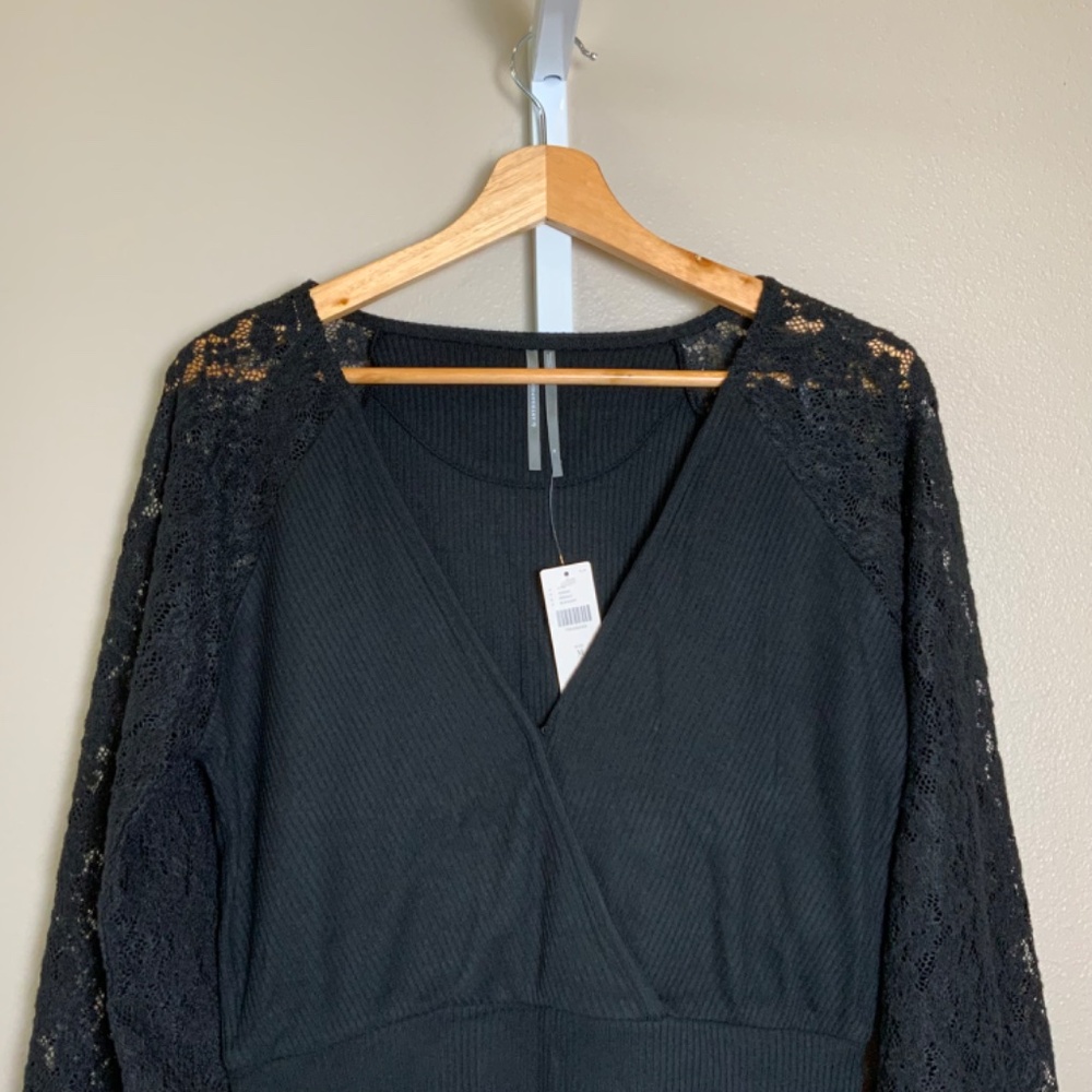 Anthropologie Lace-Sleeve Sweater Top - Picture 9 of 16